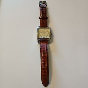 Silpada Italian Designs Quartz Unisex Silver Square Date Leather Analog Watch